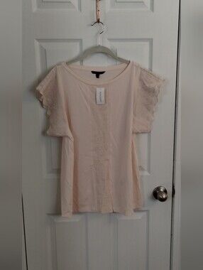 Banana Republic Light Blush Scallop Sleeve Short-Sleeve Top